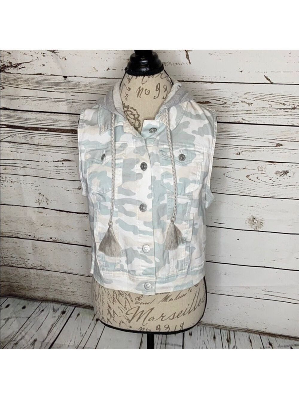 Wallflower Authentic Denim Light Camo Hooded Vest